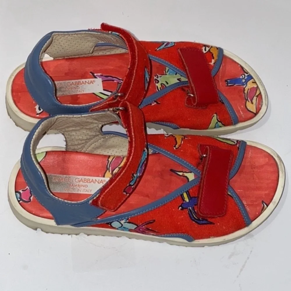 Authentic Dolce & Gabbana luxury designer leather & canvas boys sandals sz 3